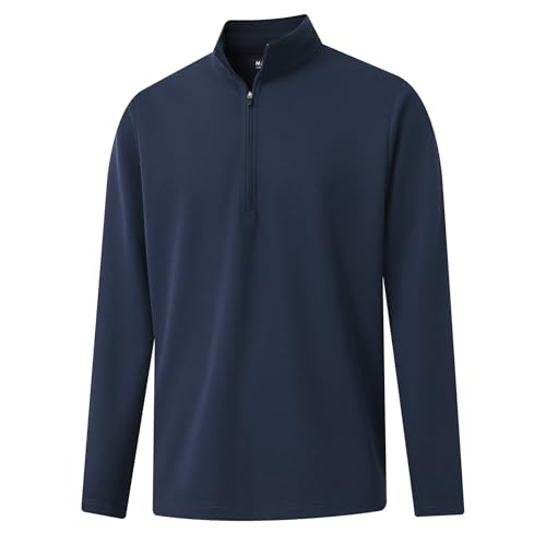 M MAELREG Mens Quarter Zip Pullover Dry Fit Mock Neck Long Sleeve
